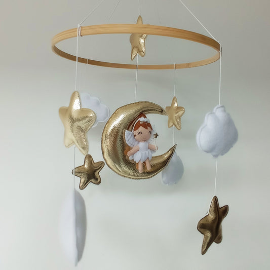 Mobile fée pour décoration de chambre de bébé et petite fille.